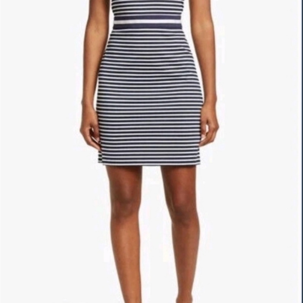 Draper James XXL Striped Ponte Sheath Dress Nautical Navy Blue & White Sailor - Picture 10 of 10